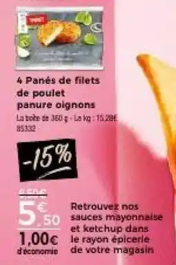 Thiriet 4 Panés de filets de poulet panure oignons offre