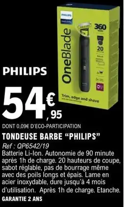 E.Leclerc PHILIPS TONDEUSE BARBE offre