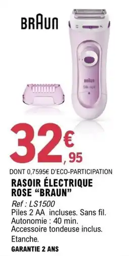 E.Leclerc BRAUN RASOIR ÉLECTRIQUE ROSE offre