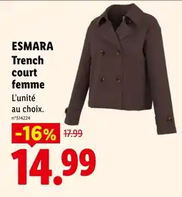 Lidl ESMARA Trench court femme offre