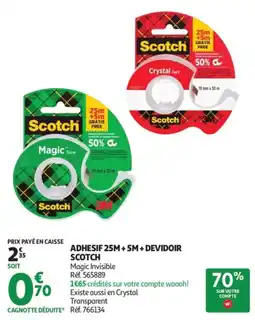 Auchan Scotch adhesif 25m + 5m + devidoir offre