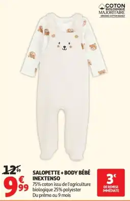 Auchan Inextenso salopette + body bébé offre
