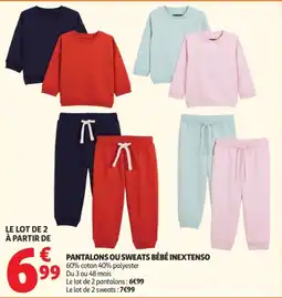 Auchan Inextenso pantalons ou sweats bébé offre