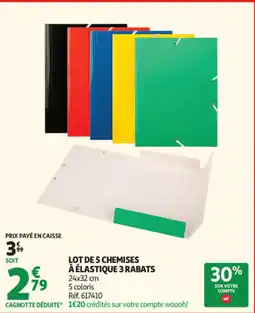 Auchan LOT DE 5 CHEMISES À ÉLASTIQUE 3 RABATS offre