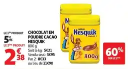 Auchan Nesquik CHOCOLAT EN POUDRE CACAO offre