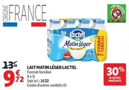Auchan Lactel Lait matin léger offre