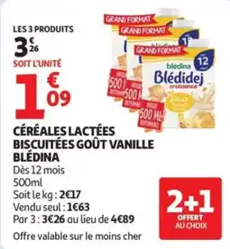 Auchan Bledina Céréales lactées biscuitées goût vanille offre