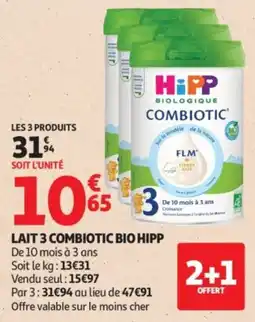 Auchan HiPP LAIT 3 COMBIOTIC BIO offre