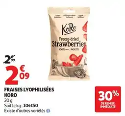 Auchan KORO Fraises lyophilisées offre