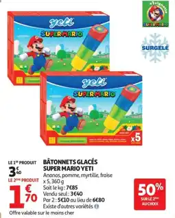 Auchan yeti BÂTONNETS GLACÉS SUPER MARIO offre