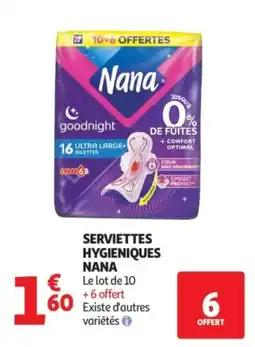 Auchan Nana serviettes hygiéniques offre