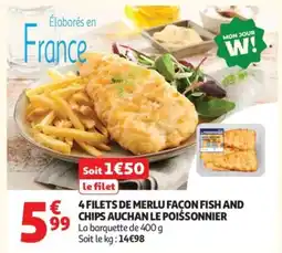 Auchan AUCHAN LE POISSONNIER 4 FILETS DE MERLU offre