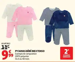 Auchan INEXTENSO PYJAMAS BÉBÉ offre