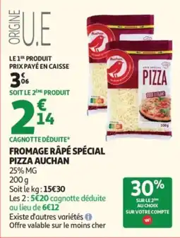 Auchan Auchan Fromage râpé spécial pizza offre
