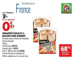 Auchan Sodebo WRAPER'S POULET & BACON FUMÉ offre