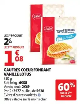 Auchan Lotus Gaufres coeur fondant vanille offre