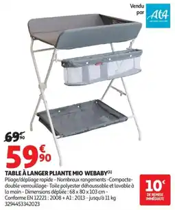 Auchan WEBABY Table à langer pliante offre