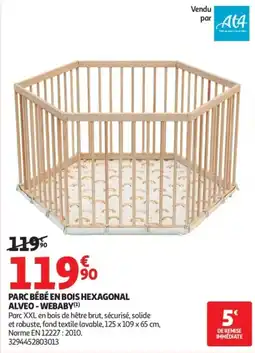 Auchan ALVEVO - WEBABY PARC BÉBÉ EN BOIS HEXAGONAL offre