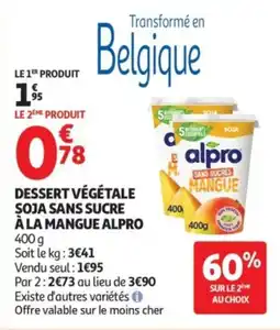Auchan alpro Dessert végétale soja sans sucre à la mangue offre
