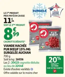 Auchan Auchan Viande hachée pur bœuf 15% mg offre