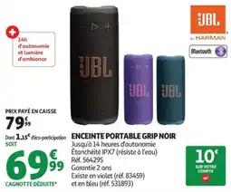 Auchan JBL ENCEINTE PORTABLE GRIP NOIR offre