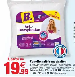 Bazarland B Couette anti-transpiration offre