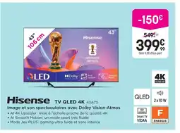 Pulsat Hisense tv qled 4k 43a7s offre
