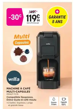 Pulsat Wilfa machine à café multi-capsules offre