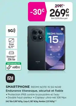 Pulsat Xiaomi smartphone redmi note 15 5g noir offre