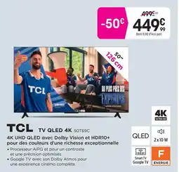 Pulsat Tcl tv qled 4k 50t69c offre