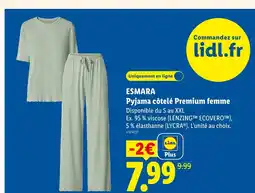 Lidl Esmara pyjama côtelé premium femme offre