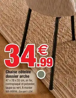 Bazarland Chaise côtelée dossier arche offre