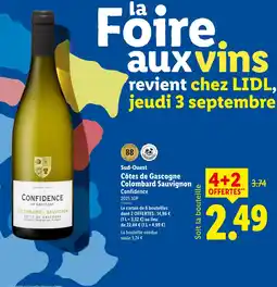 Lidl Côtes de gascogne colombard sauvignon offre