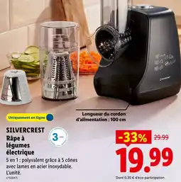 Lidl Silvercrest râpe à légumes électrique offre
