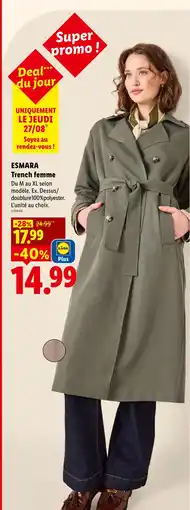 Lidl Esmara trench femme offre