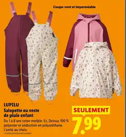Lidl Lupilu salopette ou veste de pluie enfant offre