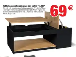 Bazarland ELINA Table basse relevable avec son coffre offre