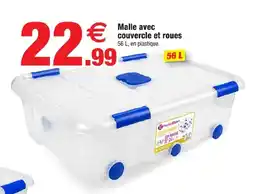 Bazarland Plasticaza Malle avec couvercle et roues offre