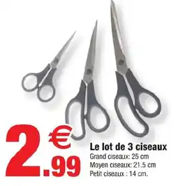 Bazarland Le lot de 3 ciseaux offre