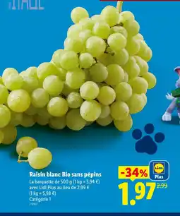 Lidl Raisin blanc bio sans pépins offre