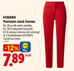Lidl Esmara pantalon slack femme offre