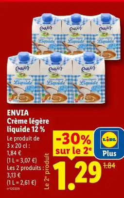 Lidl Envia crème légère liquide 12 % offre