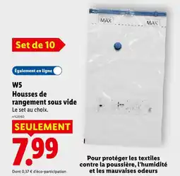 Lidl W5 housses de rangement sous vide offre