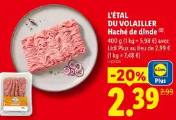Lidl L'étal du volailler haché de dinde offre