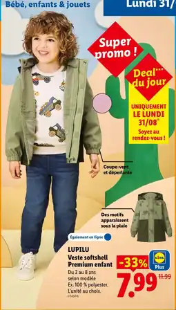 Lidl Lupilu veste softshell premium enfant offre