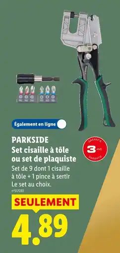 Lidl Parkside set cisaille à tôle ou set de plaquiste offre