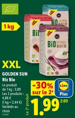 Lidl Golden sun riz bio offre
