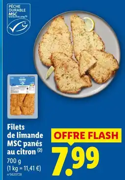 Lidl Filets de limande msc panés au citron offre