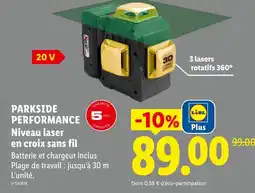Lidl Parkside performance niveau laser en croix sans fil offre