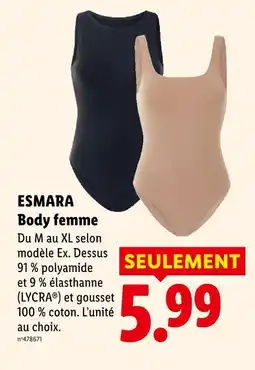Lidl Esmara body femme offre